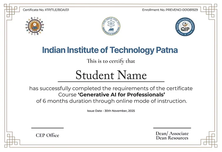 Official IIT Patna Certificate
